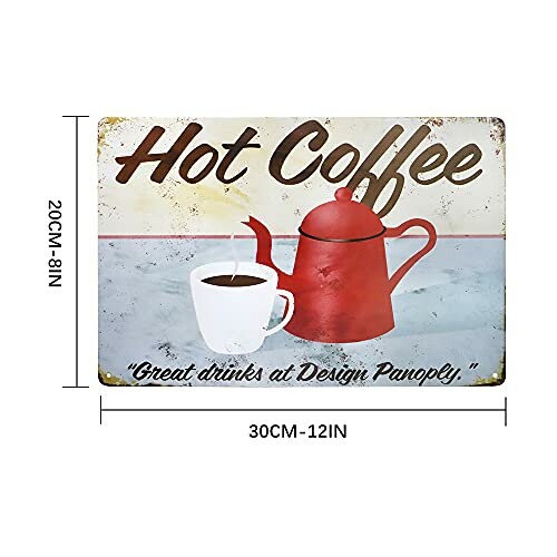 Vintage Metal Coffee Plaque Poster Home Wall Decor front view