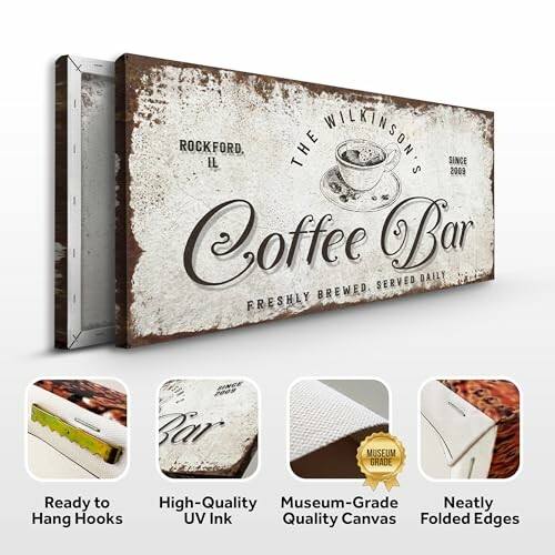 Custom Coffee Bar Sign with Rustic Design