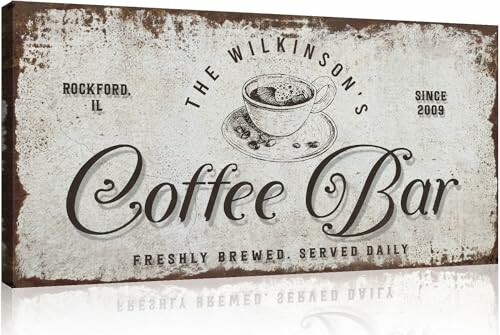 Custom Coffee Bar Sign with Ready-to-Hang Hooks