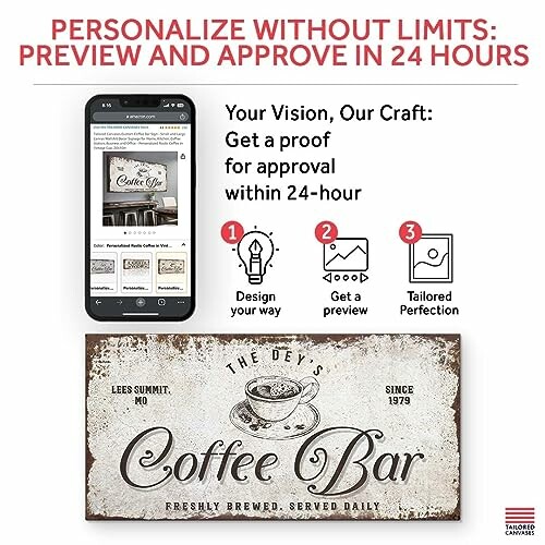Custom Coffee Bar Sign in a Coffee Station