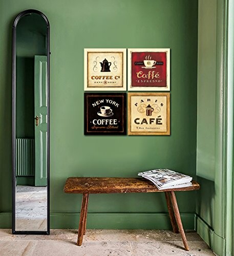 Coffee wall art kit in a living room setting