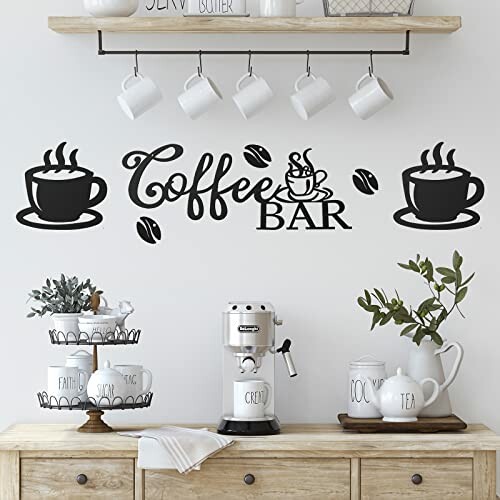 Ferraycle Coffee Bar Rustic Metal Sign in a Home Office