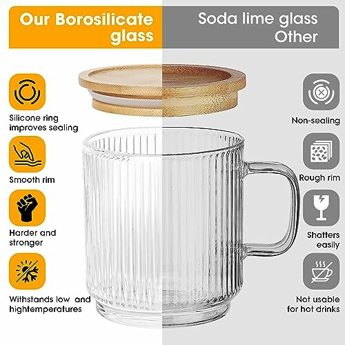 Comparison of borosilicate glass and soda lime glass features.