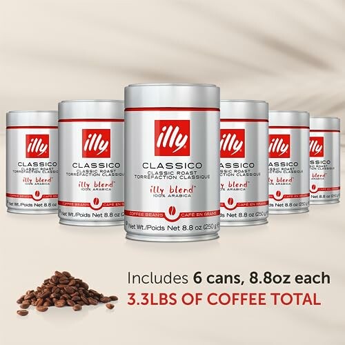 Illy Classico coffee cans, 6-pack, 8.8oz each