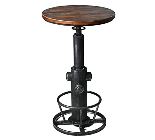 Industrial-style bar stool with wooden seat and metal base