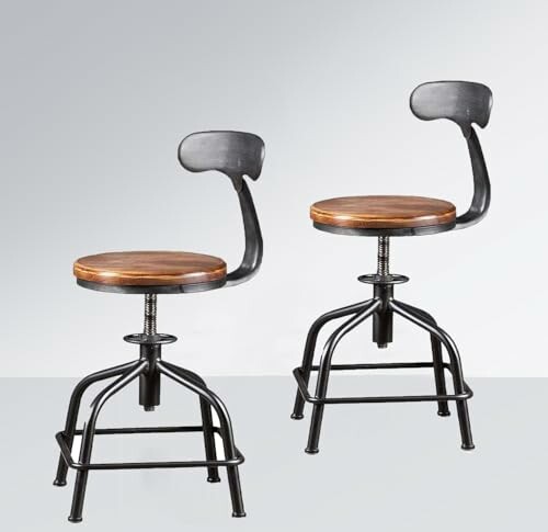 Industrial Bar Stool with adjustable height and 360-degree swivel