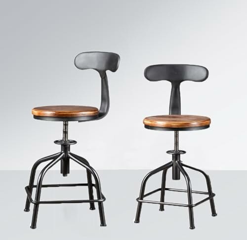 Industrial Bar Stool with wooden seat and metal frame