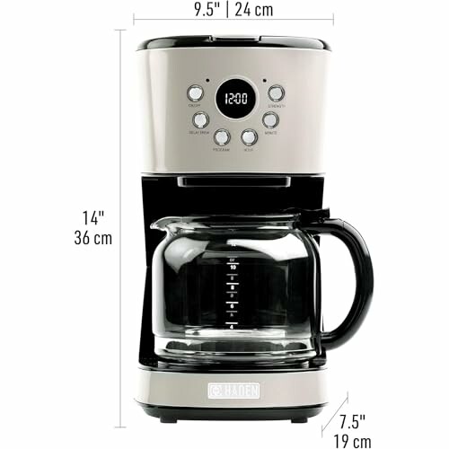 Modern coffee maker with measurements