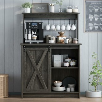 4ever2buy Farmhouse Coffee Bar Cabinet