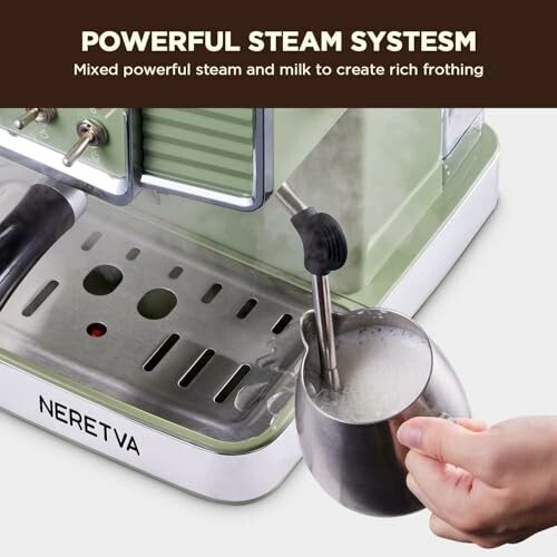 Steam system frothing milk with a kitchen appliance