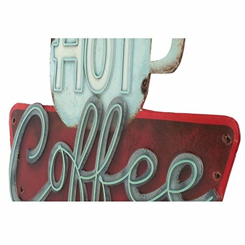 Vintage sign with 'Hot Coffee' text.